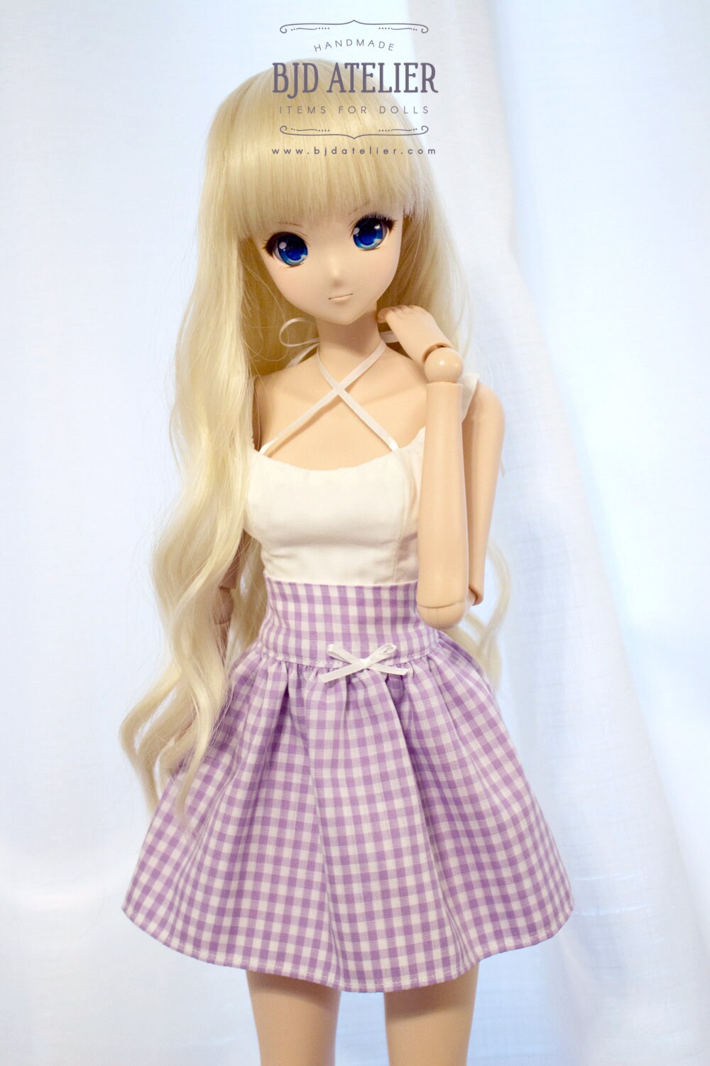 Purple Plaid Doll Skirt | BJD Clothing | Skirt for Dollfie Dream & Smart Doll