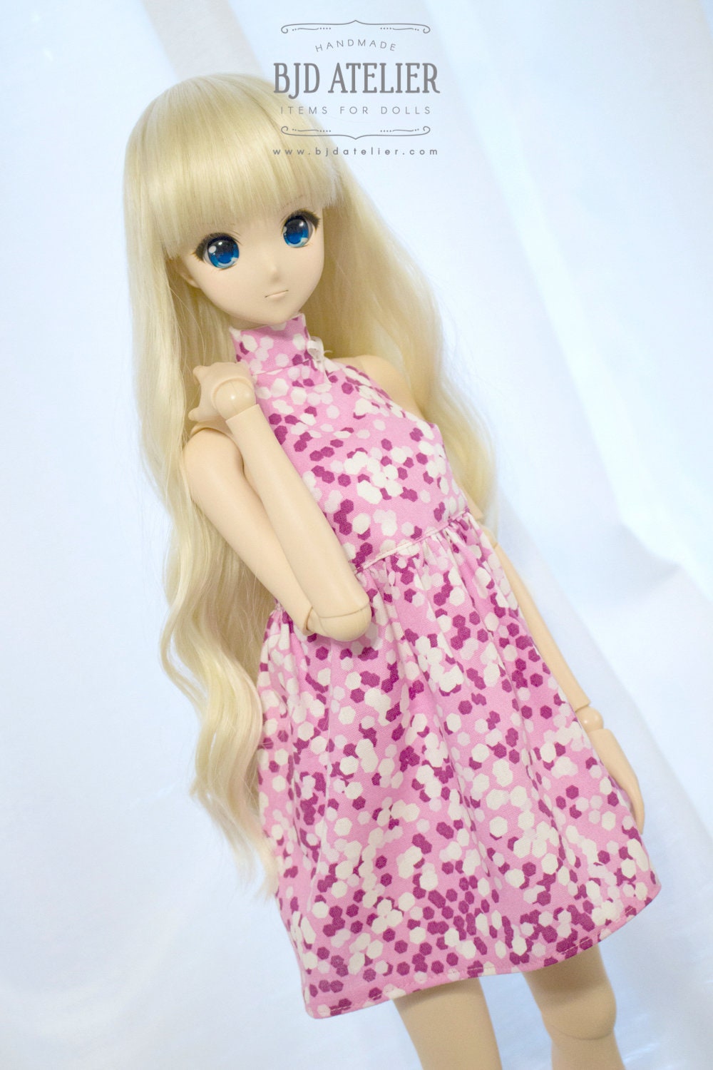 Pink Halter Doll Dress | BJD Clothing | Dress for Dollfie Dream & Smart Doll