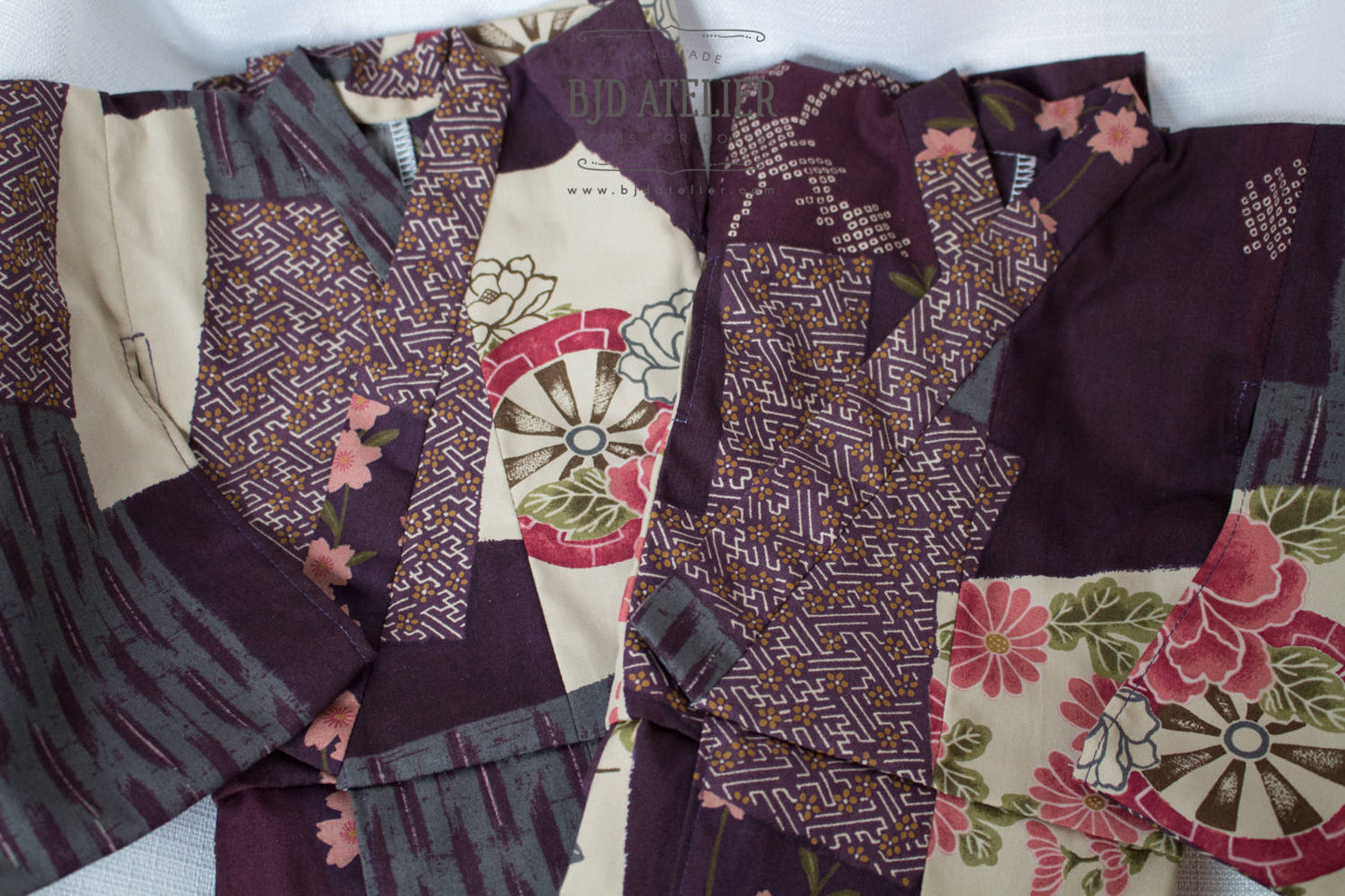 Purple & Pink Kimono | BJD Clothing | Yukata for Dollfie Dream & Smart Doll
